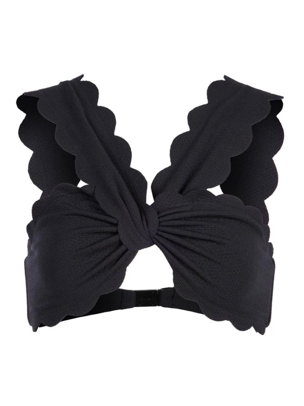 Marysia Scalloped Knot Front Black Crop Top - Picture 2 of 7
